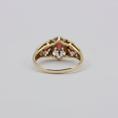 Pre-owned Filigree 9ct Gold Garnet Ring