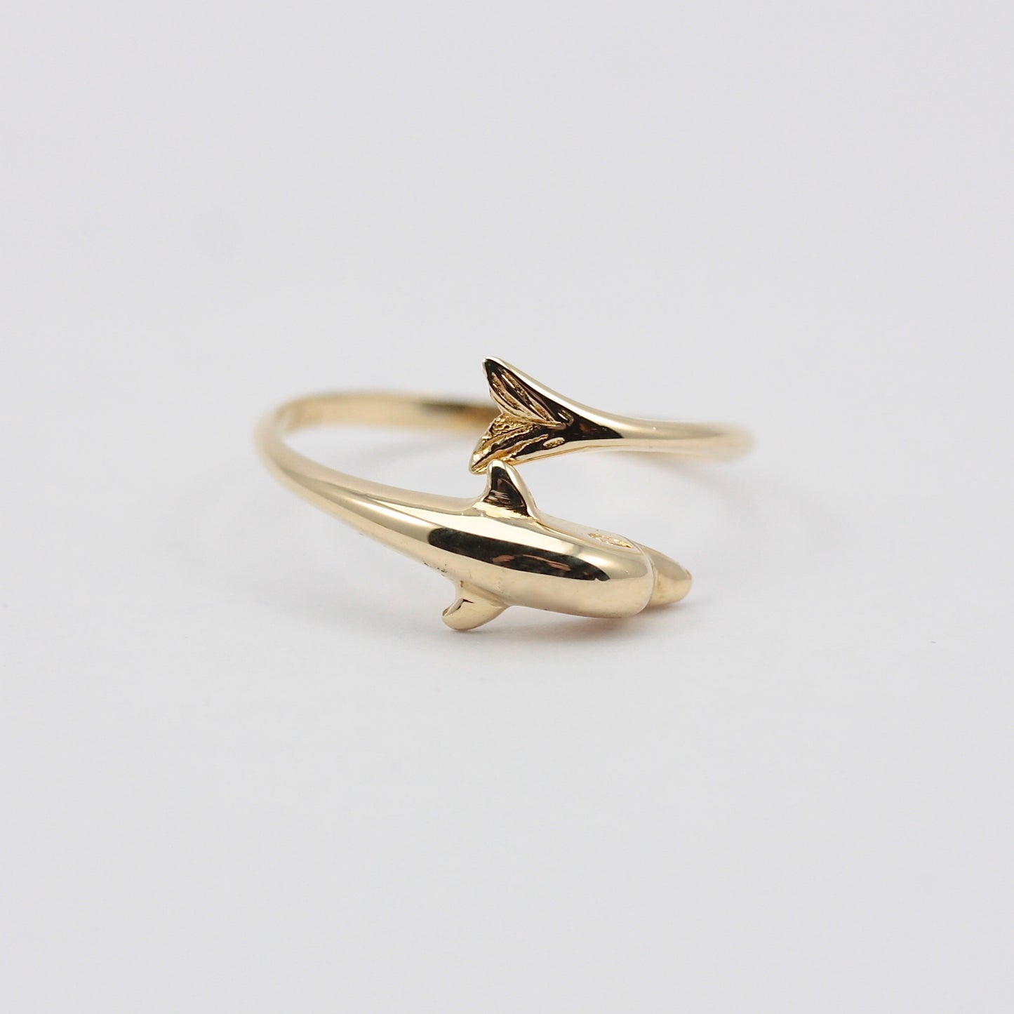 Pre-owned Dainty 9ct Gold Dolphin Wrap Ring