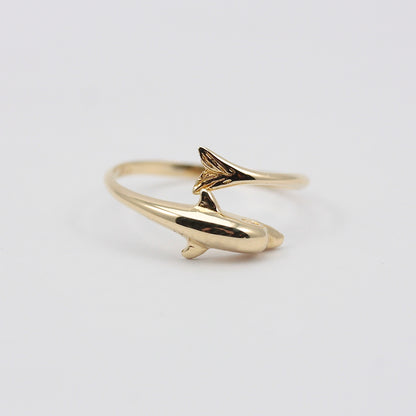 Pre-owned Dainty 9ct Gold Dolphin Wrap Ring