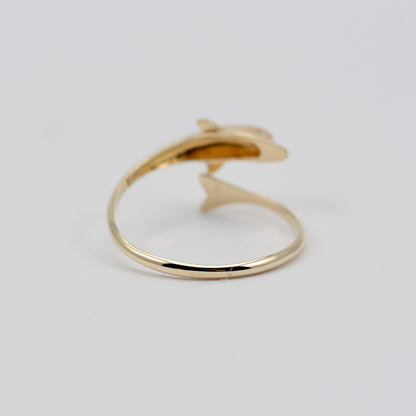 Pre-owned Dainty 9ct Gold Dolphin Wrap Ring