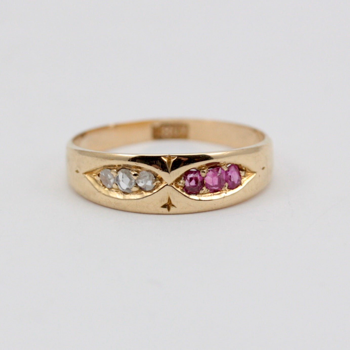 Antique 18ct Gold Ruby & Diamond Band Ring