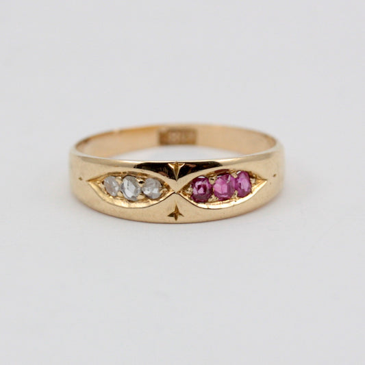 Antique 18ct Gold Ruby & Diamond Band Ring