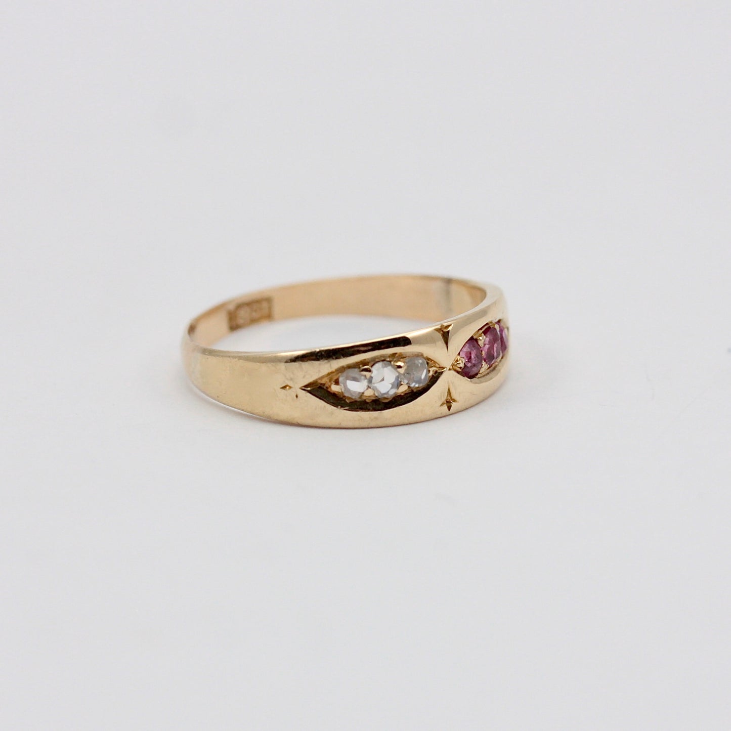 Antique 18ct Gold Ruby & Diamond Band Ring