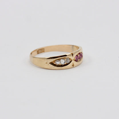 Antique 18ct Gold Ruby & Diamond Band Ring