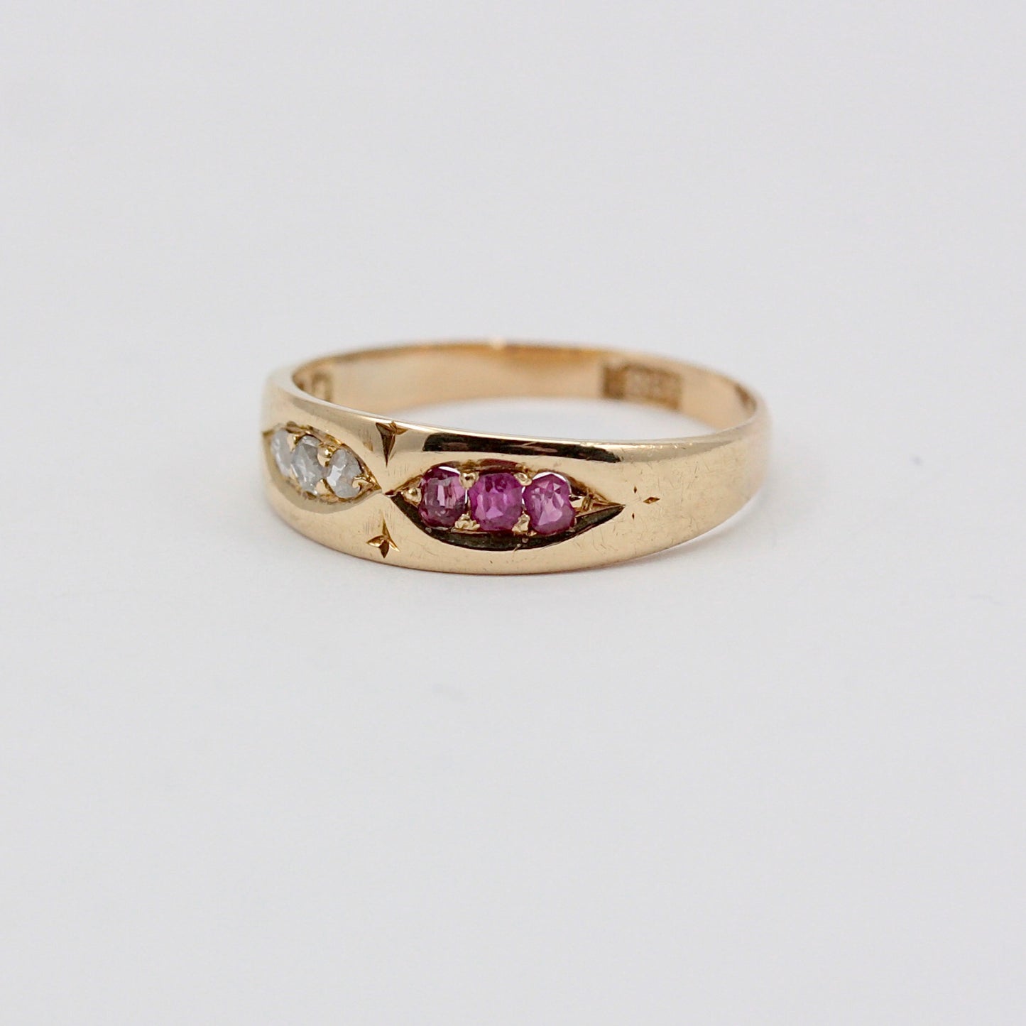 Antique 18ct Gold Ruby & Diamond Band Ring