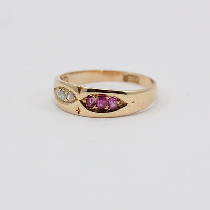 Antique 18ct Gold Ruby & Diamond Band Ring