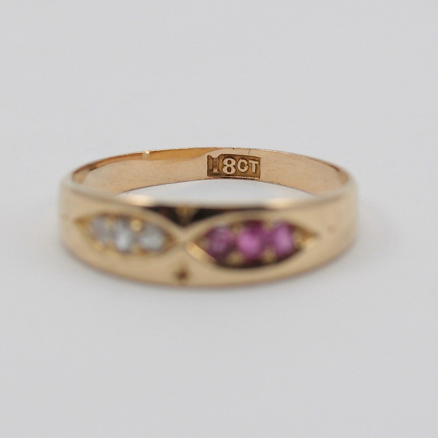 Antique 18ct Gold Ruby & Diamond Band Ring