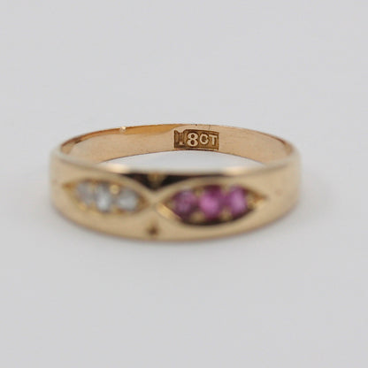 Antique 18ct Gold Ruby & Diamond Band Ring