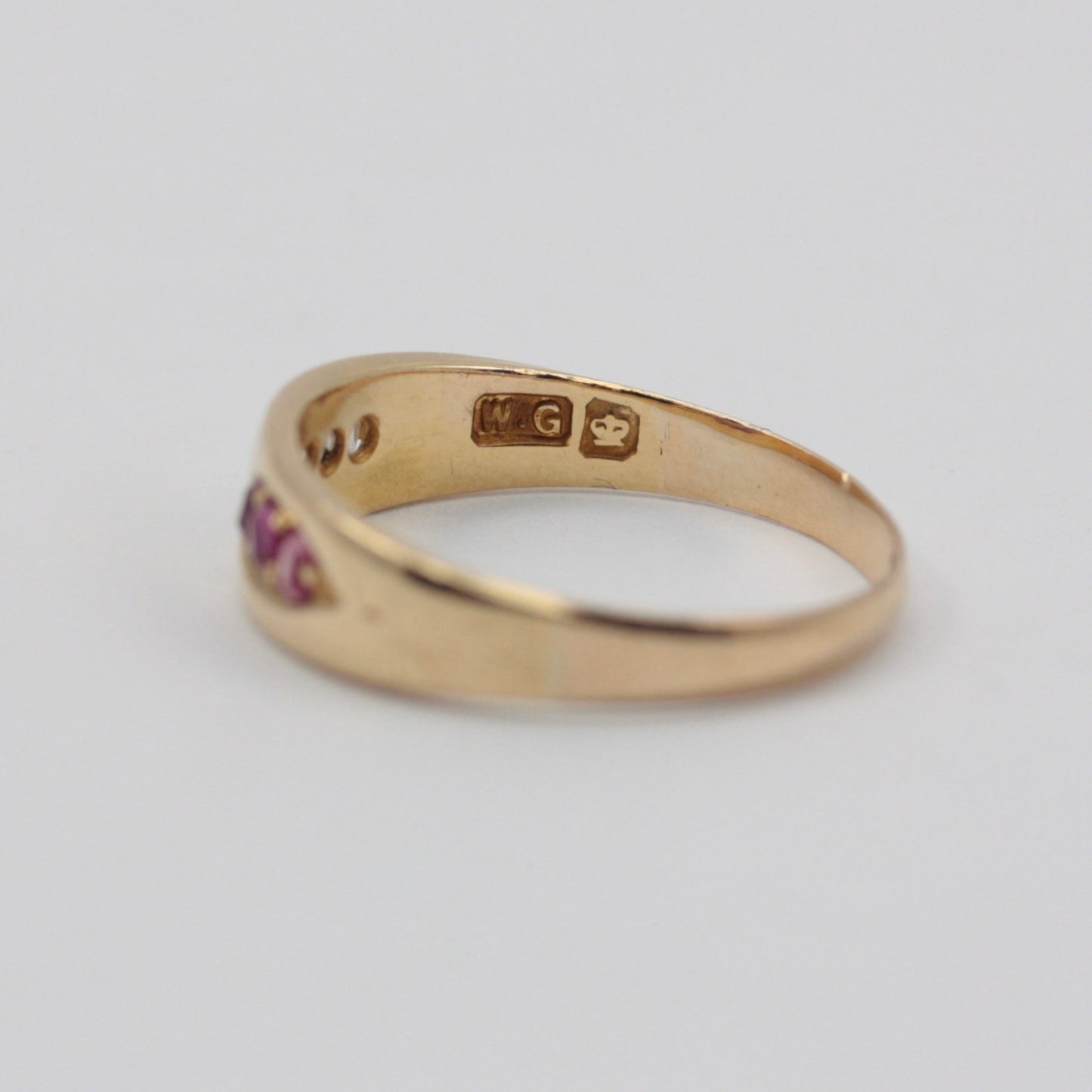 Antique 18ct Gold Ruby & Diamond Band Ring