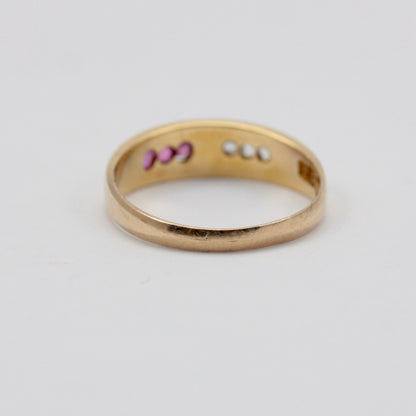 Antique 18ct Gold Ruby & Diamond Band Ring