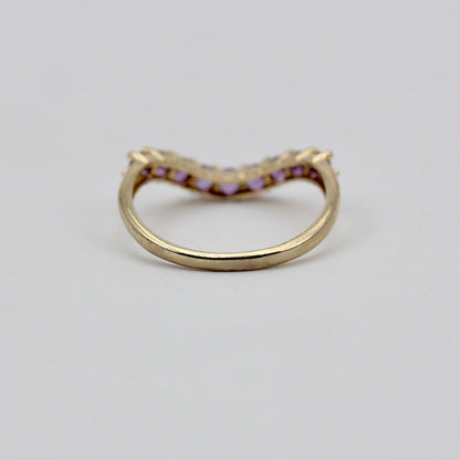 Pre-owned 9ct Gold Amethyst Curved Wishbone Ring