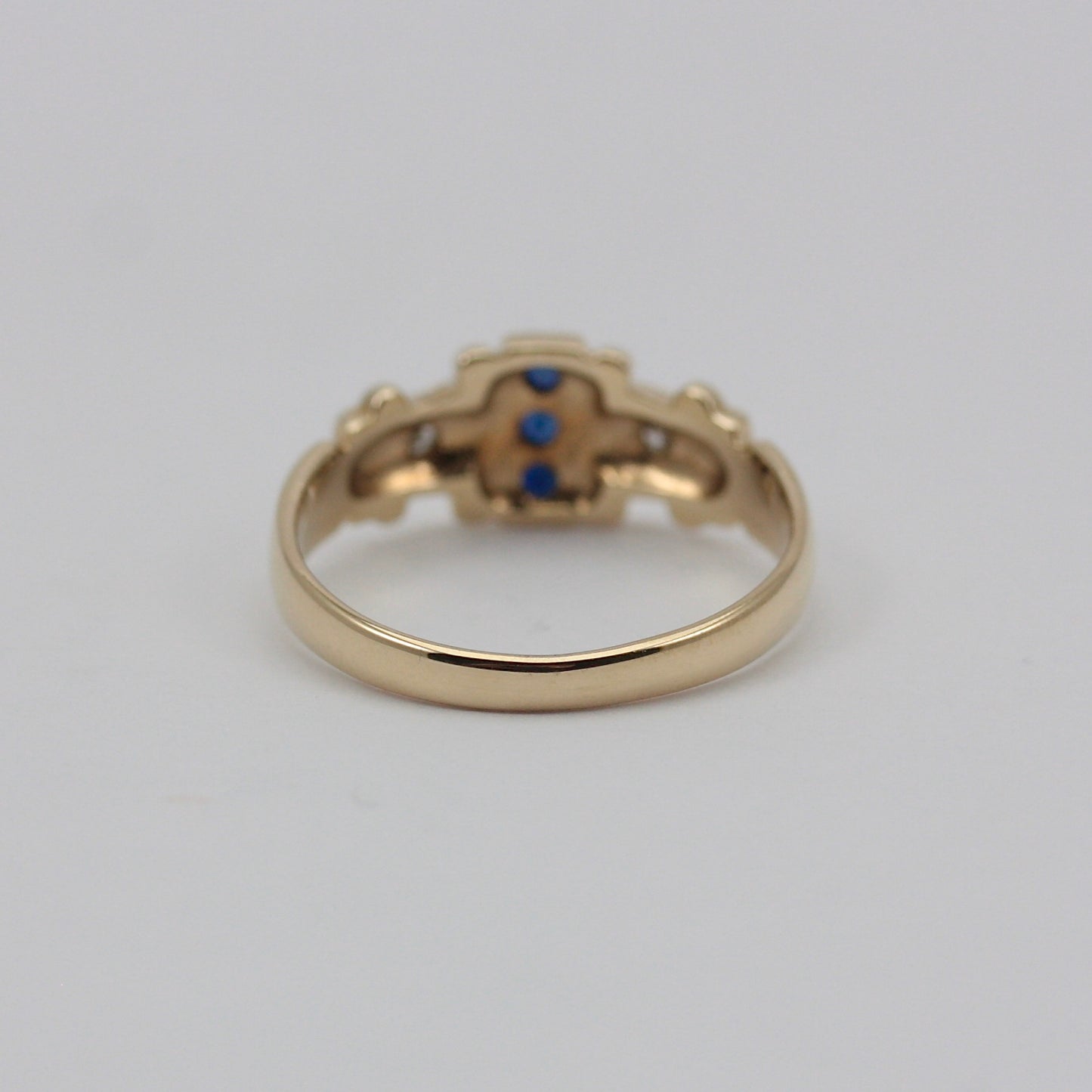 Vintage 9ct Gold Sapphire and Diamond Antique Style Ring, 1991