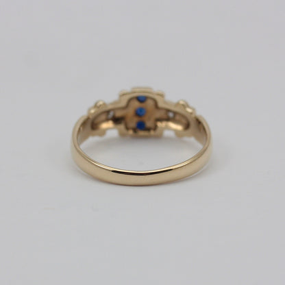 Vintage 9ct Gold Sapphire and Diamond Antique Style Ring, 1991