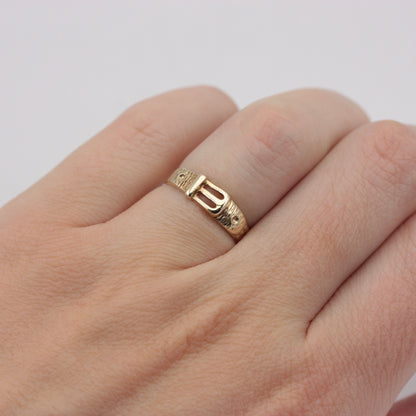 Vintage 9ct Gold Textured Buckle Ring, 1989