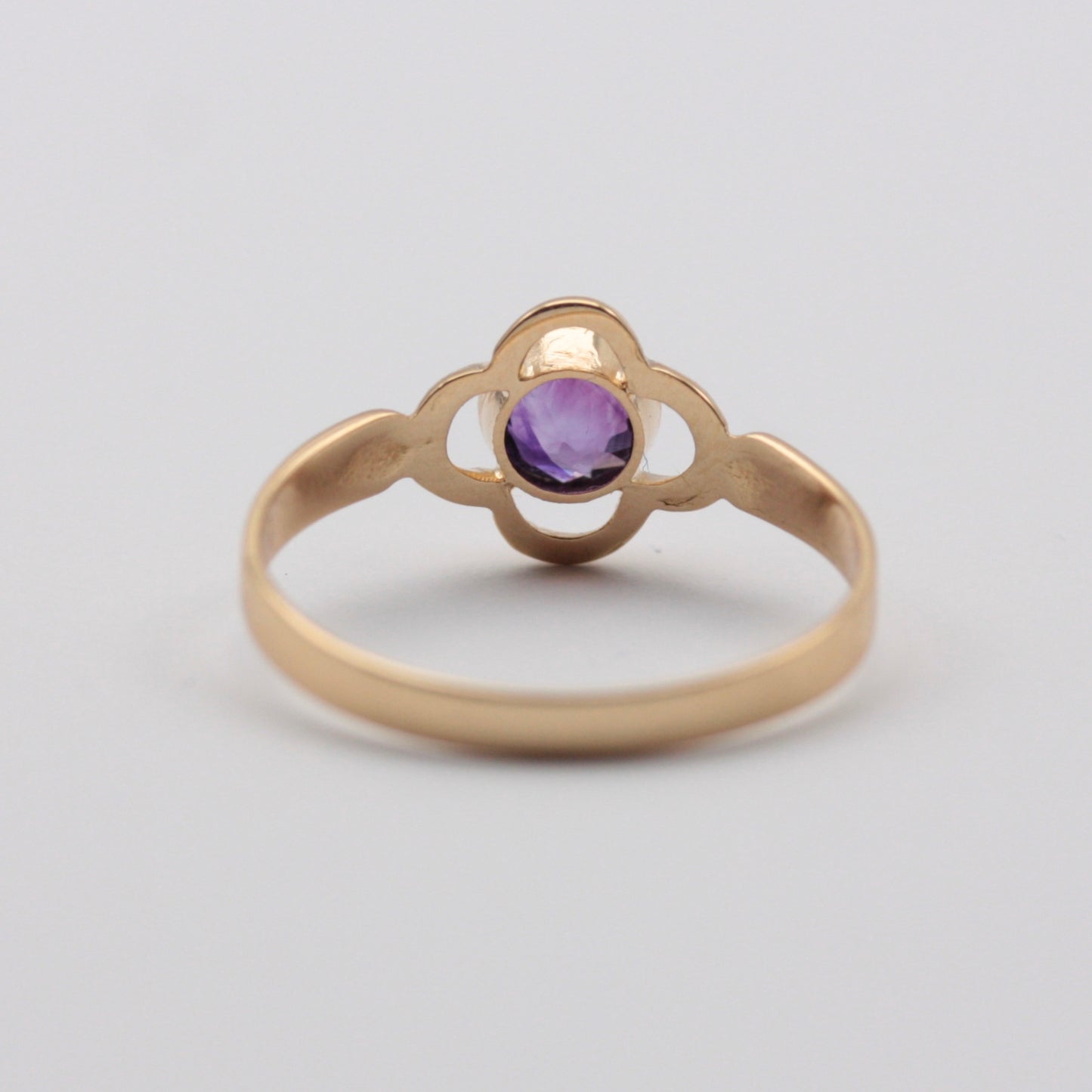 Antique 18ct Gold Amethyst Quatrefoil Ring, 1915
