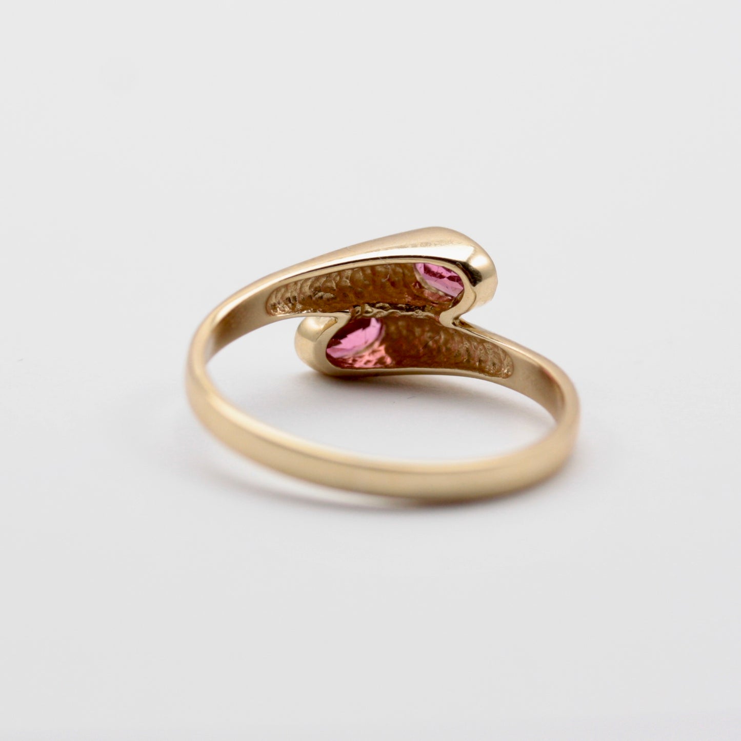 Pre-owned 9ct Gold Pink Tourmaline Crossover Ring, Modern