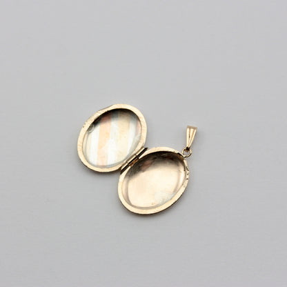 Vintage Small Oval 9ct Tri Colour Gold Locket, 1985