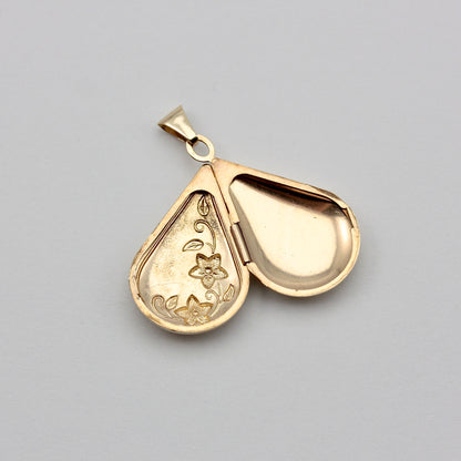 Pre-owned 9ct Yellow Gold Floral Teardrop Locket