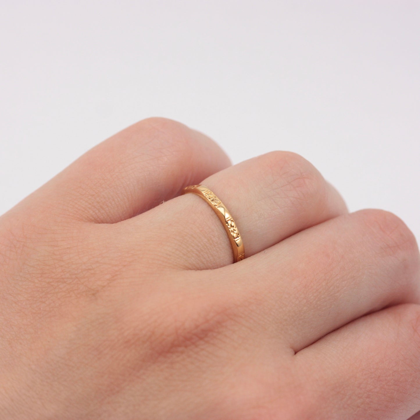Vintage 22ct Gold Orange Blossom Octagon Ring, 1949
