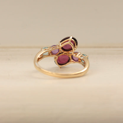 Pre-owned 9ct Gold Multi Gemstone Cabochon Ring, 2006