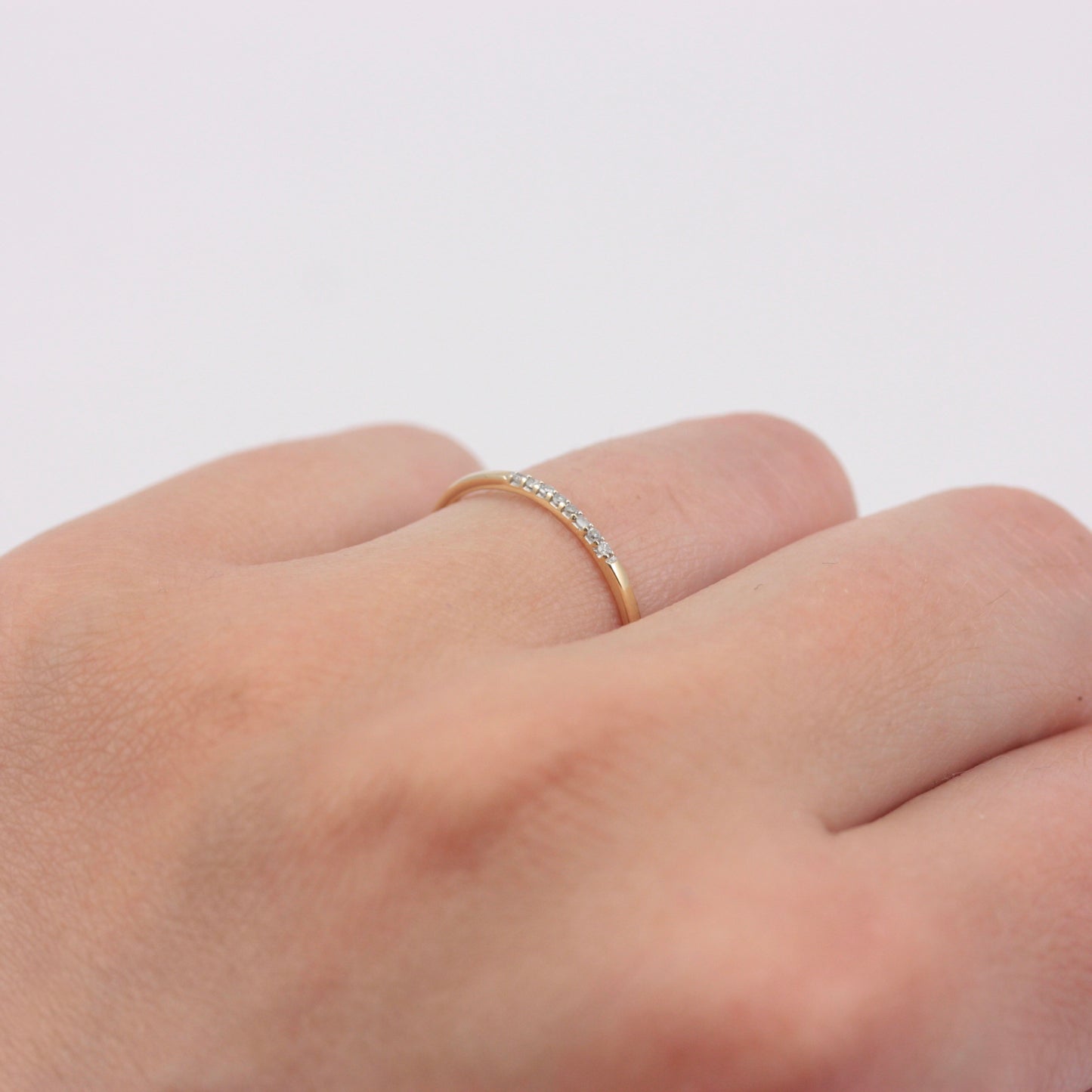 Pre-owned Skinny 9ct Gold Band with Diamonds