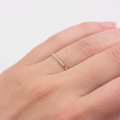 Pre-owned Skinny 9ct Gold Band with Diamonds