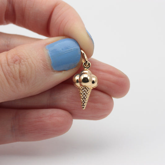 Pre-owned 9ct Gold Ice Cream Cone Charm, Unoaerre 