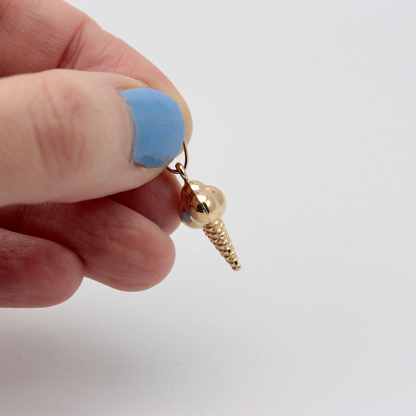 Pre-owned 9ct Gold Puffy Ice Cream Cone Charm, Unoaerre