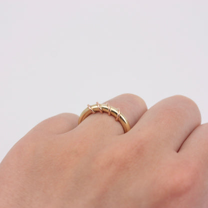 Chunky Vintage 9ct Gold Ring with Rose Gold Twist, 1997