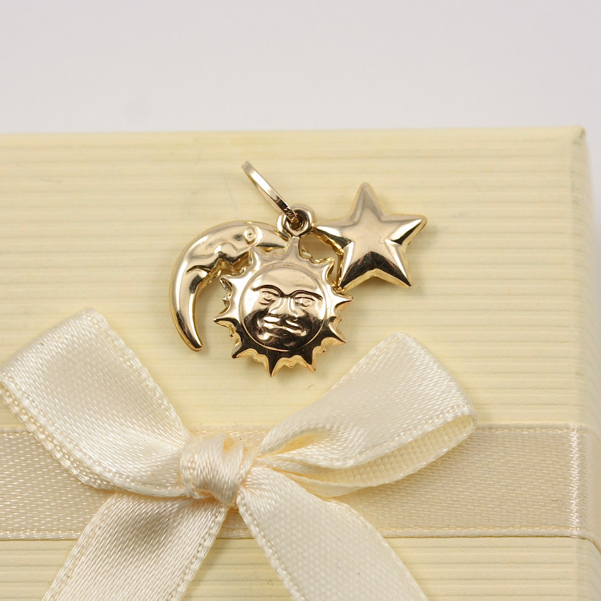 Pre-owned 9ct Gold Celestial Charm - Sun, Moon & Star