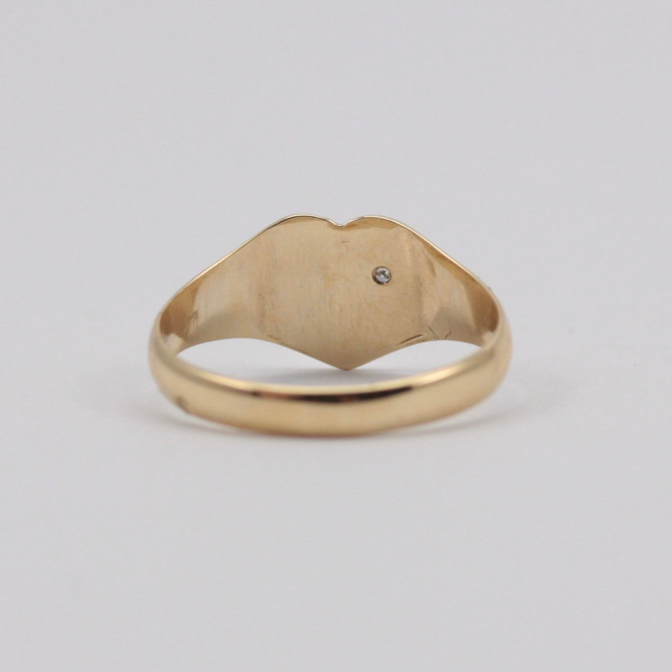 Vintage 9ct Gold Heart Signet Ring with Diamond, 1990