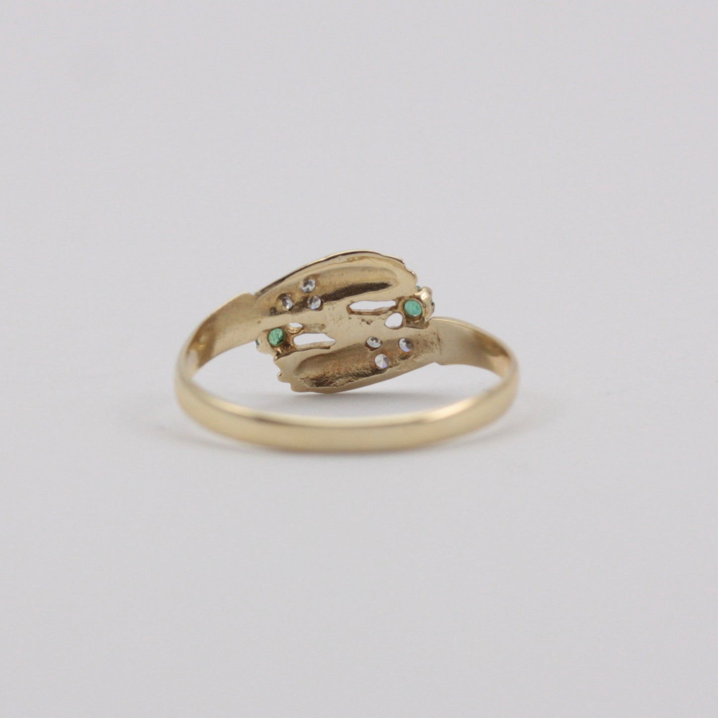 Vintage 9ct Gold Pair of Hands Ring with Diamonds and Emeralds