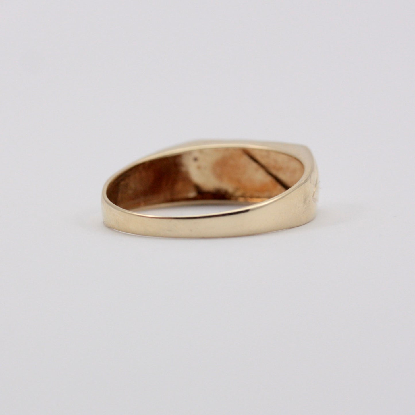 Vintage 9ct Gold Flat Front Bar Signet Ring, c1980s