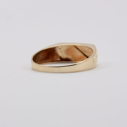 Vintage 9ct Gold Flat Front Bar Signet Ring, c1980s
