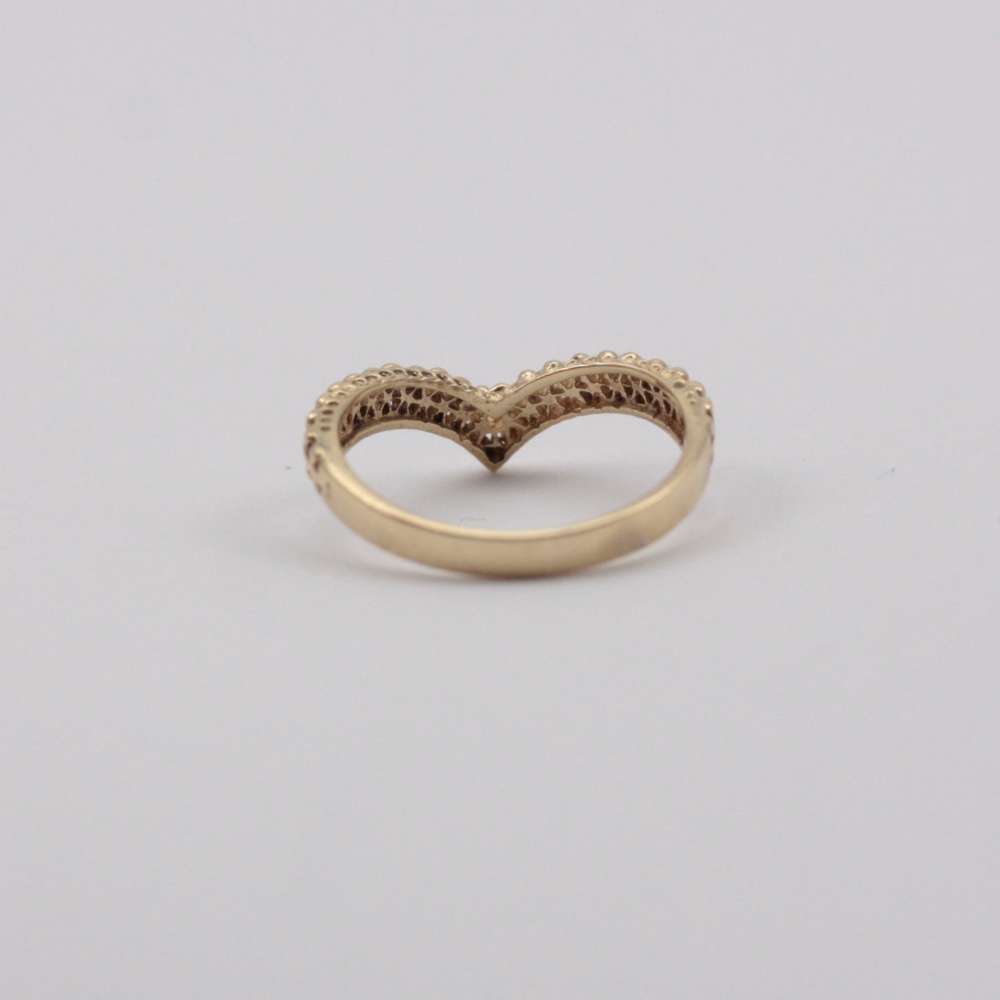 Vintage 9ct Gold Beaded Detail Wishbone Ring, 1990