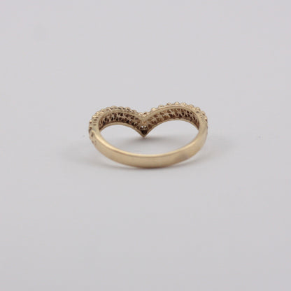 Vintage 9ct Gold Beaded Detail Wishbone Ring, 1990