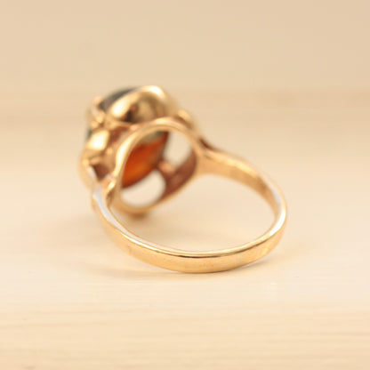 Vintage 9ct Gold Moss Agate Ring, 1977