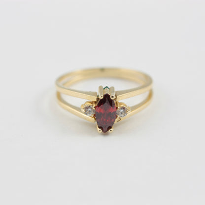 Pre-owned 14ct Gold Reversible Ring with CZ Gemstones