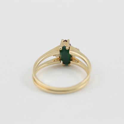 Pre-owned 14ct Gold Reversible Ring with CZ Gemstones