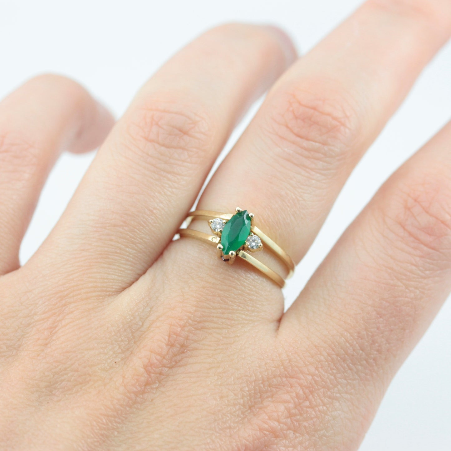 Pre-owned 14ct Gold Reversible Ring with CZ Gemstones