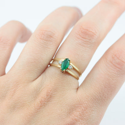 Pre-owned 14ct Gold Reversible Ring with CZ Gemstones