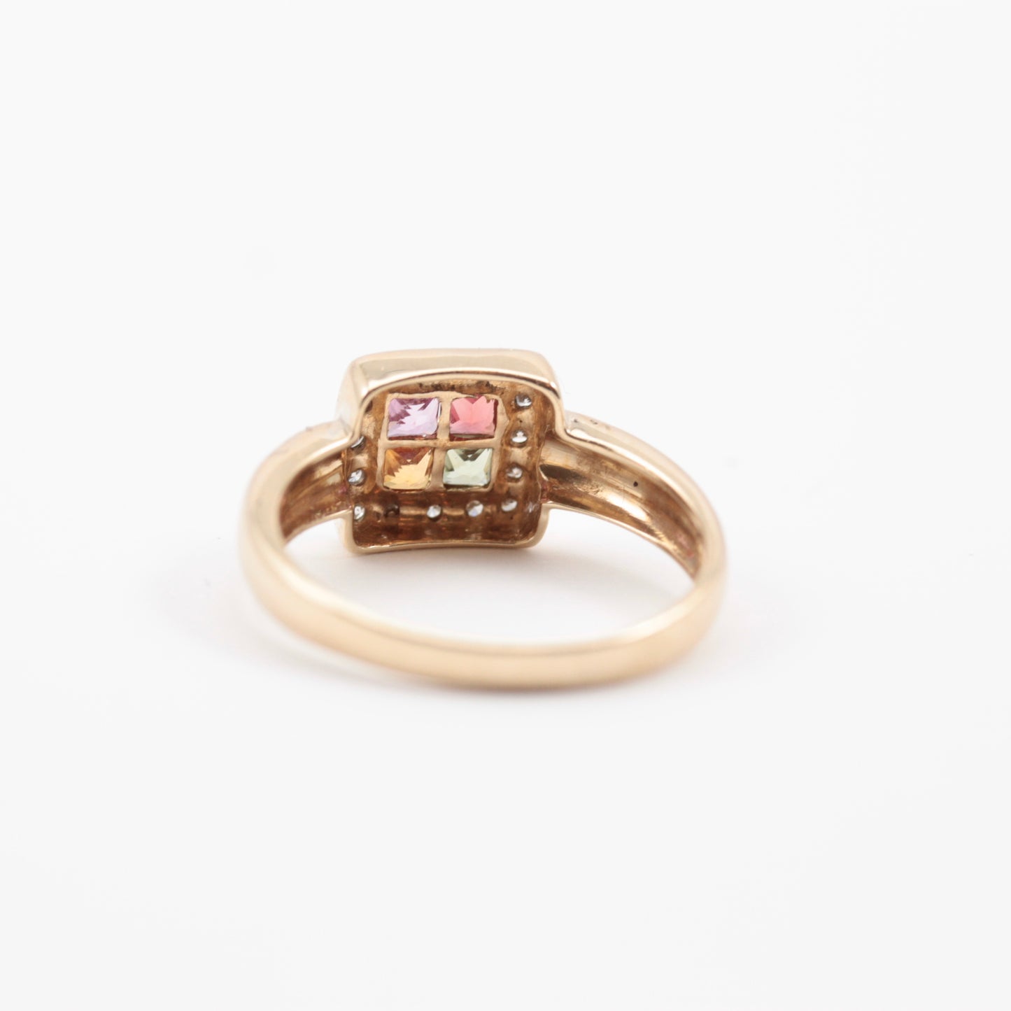 Pre-owned 9ct Gold Multi Colour Topaz & Diamond Ring, 2006