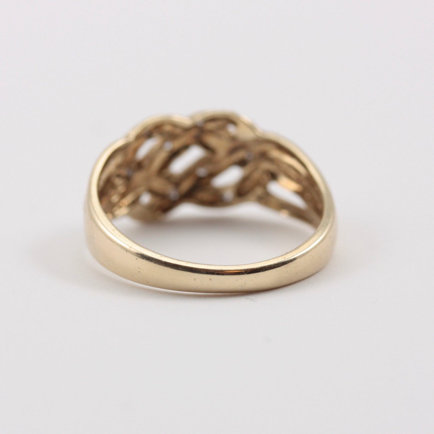 Vintage 9ct Gold and Diamond Lattice Knot Ring