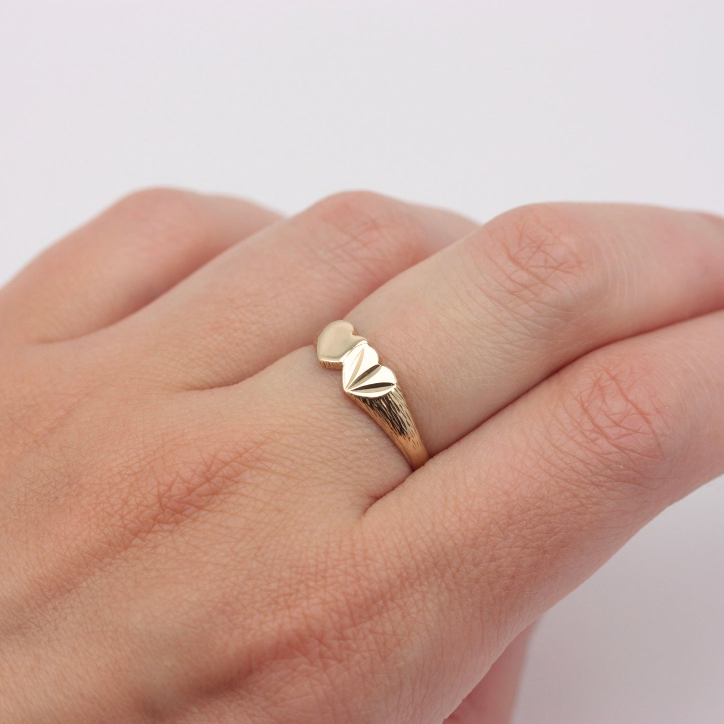 Vintage 9ct Gold Double Heart Ring, 1988