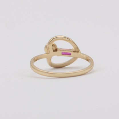 Modern 14K Gold Pink Topaz Art Nouveau Style Ring, 2019