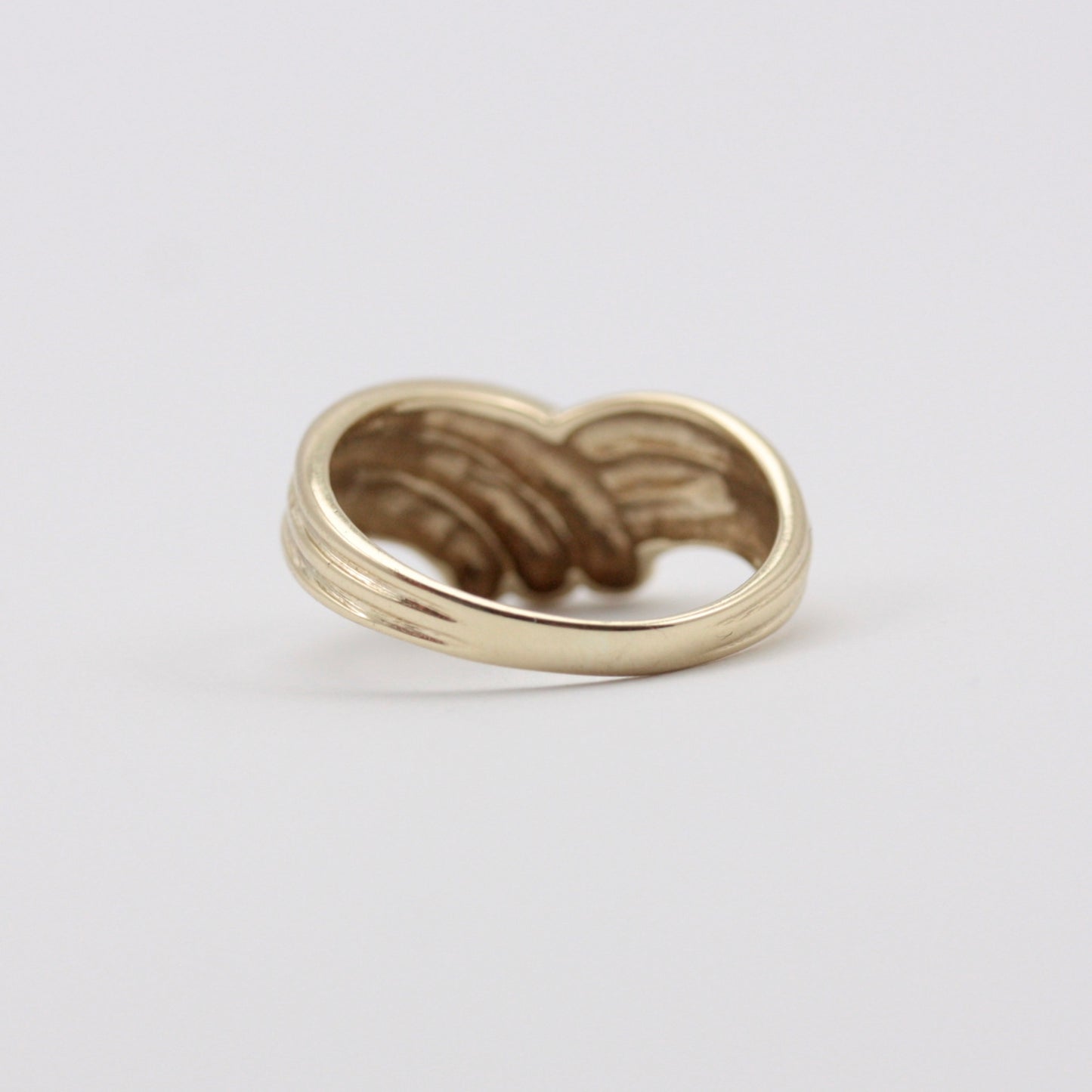 Vintage 9ct Gold Chunky Ridged Wishbone Ring, 1988