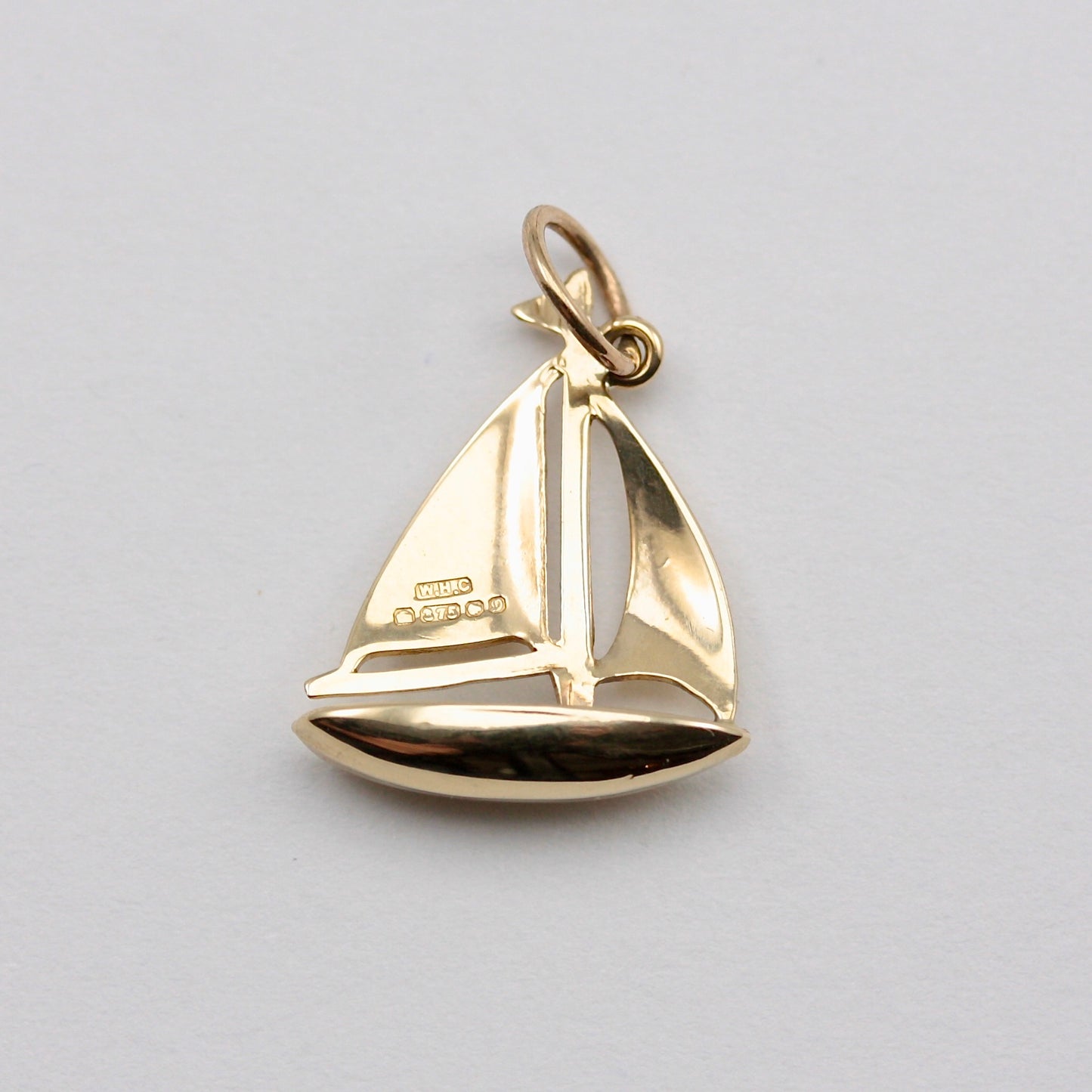 Vintage 9ct Gold Sailboat Charm, 1978