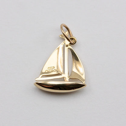 Vintage 9ct Gold Sailboat Charm, 1978