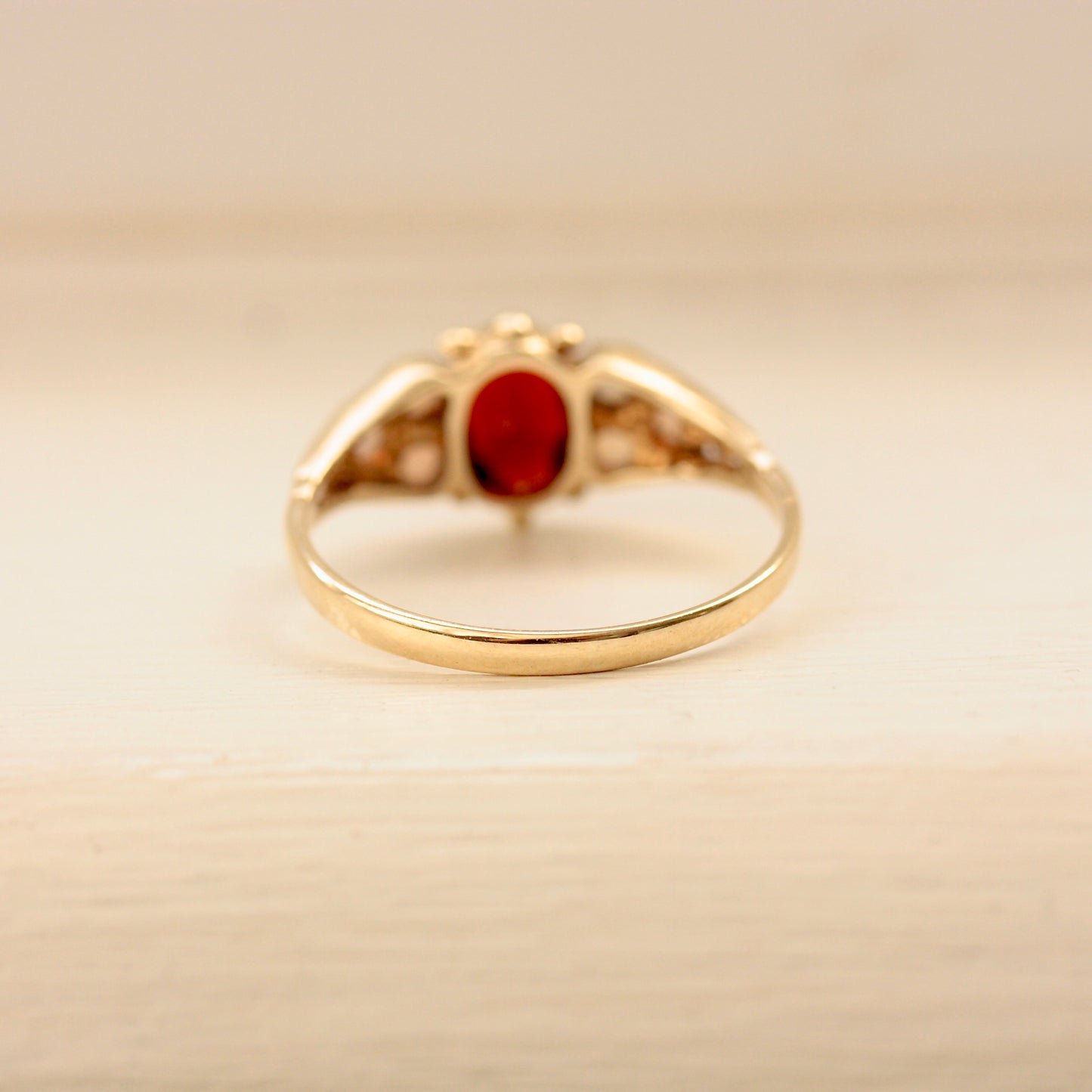 Vintage 9ct Gold Garnet and Opal Ring, 1987