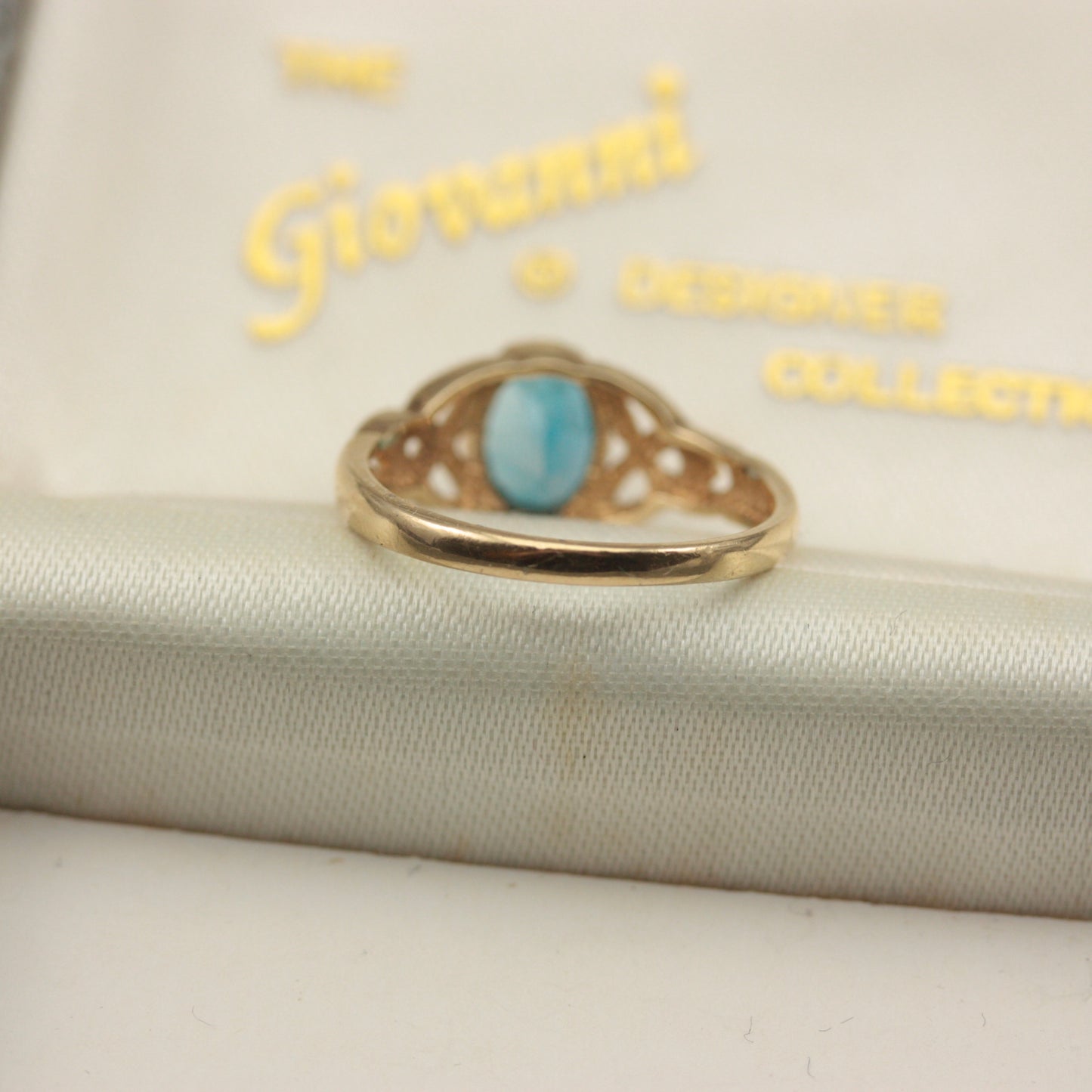 Late Vintage 9ct Gold and Blue Topaz Celtic Ring